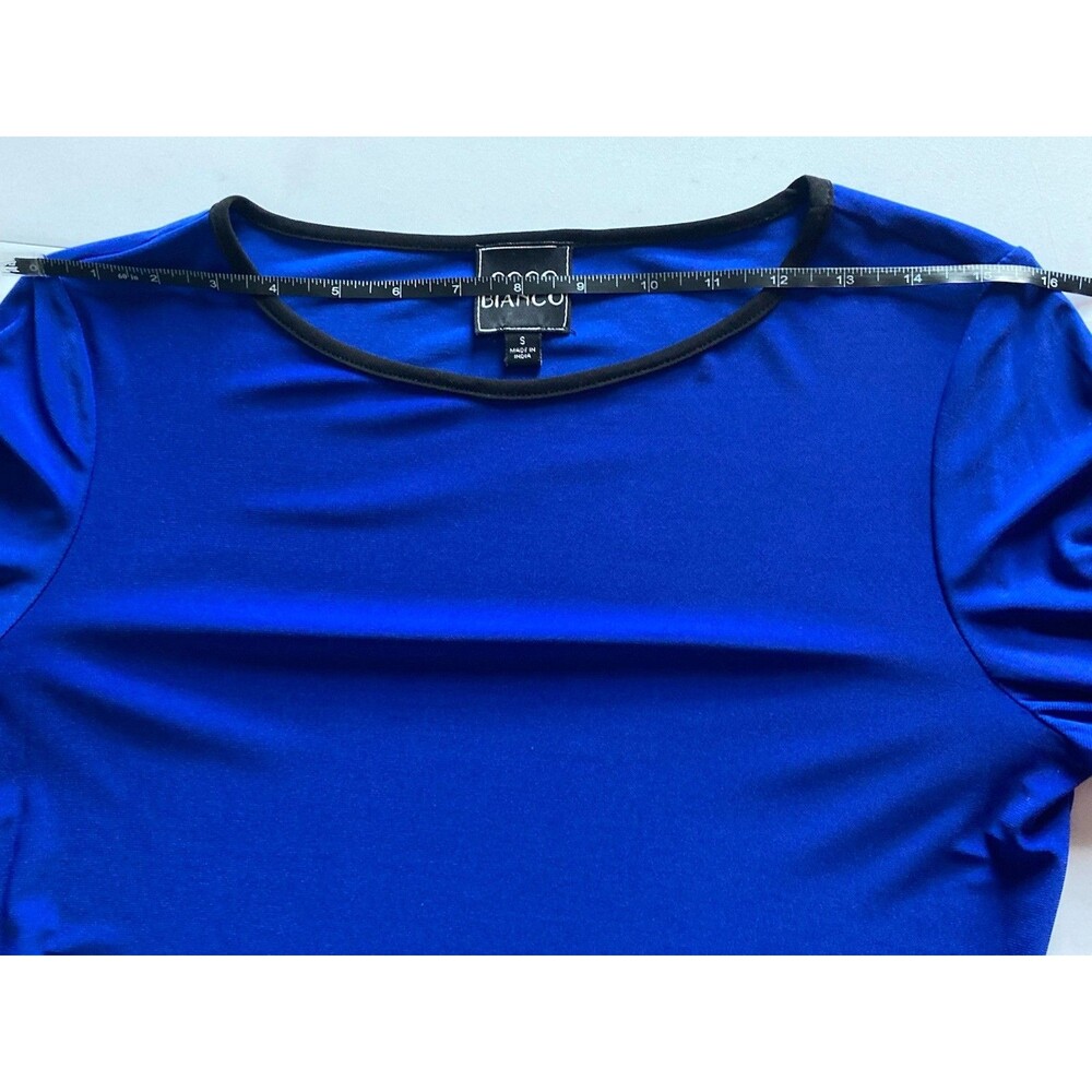 Coco Bianco Top Small Sapphire Blue Flared Sleeves Excellent Condition Stretch - Picture 12 of 16